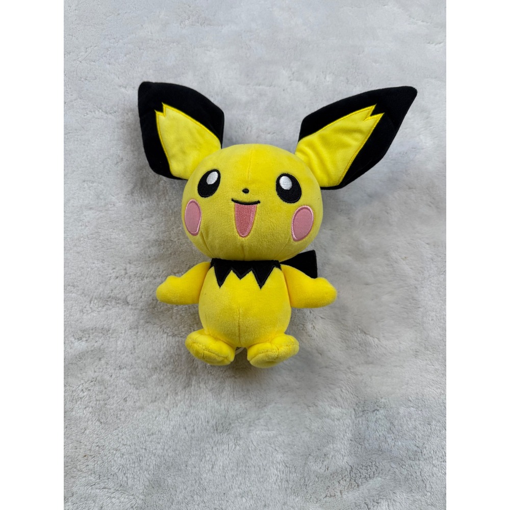 Pichu Pokemon Plush Toy WCT Wicked Cool Toys Yellow Black Ears Cheeks